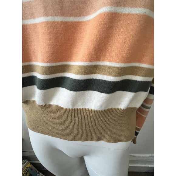 90s Gap striped Retro Preppy cardigan M academia preppy twee colorful Tan Orange - Picture 3 of 8